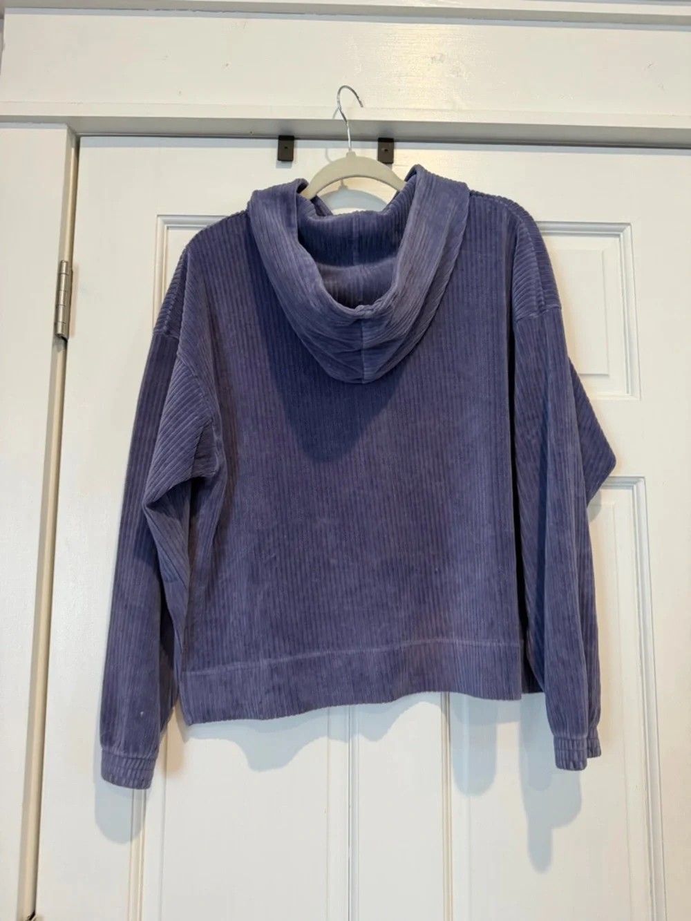 aerie Corduroy Hooded Pullover in Dusty Blue - Picture 6 of 6